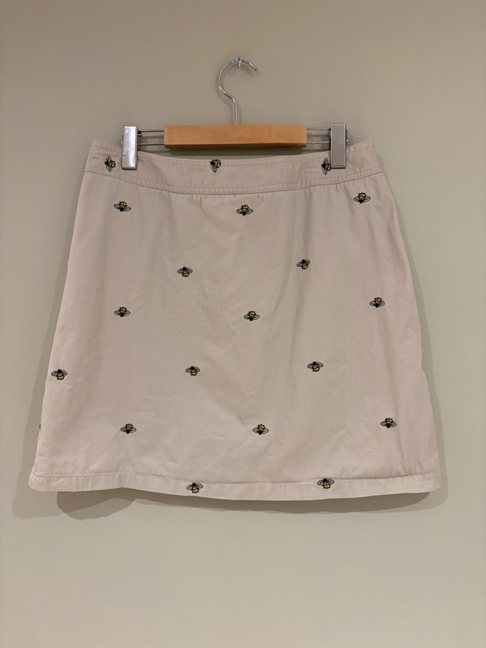 Cream Mini Skirt with Embroidered Bees